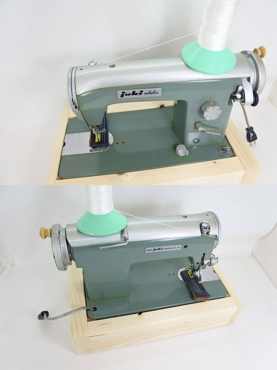 上下0番糸対応 極太糸極厚物手回し改ミシン JUKI HW-62 緑 ロータ