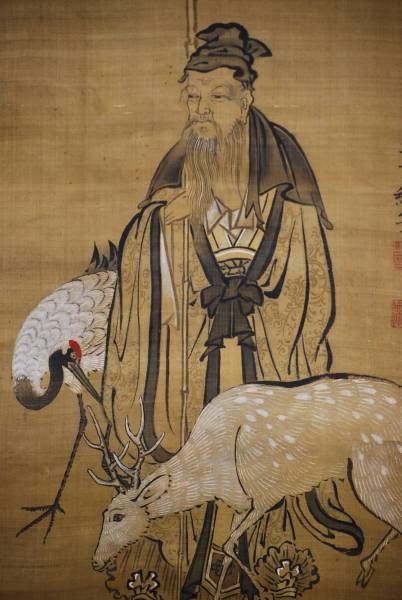 真作⁄生方網⁄寿老人図⁄布袋屋掛軸HC-723