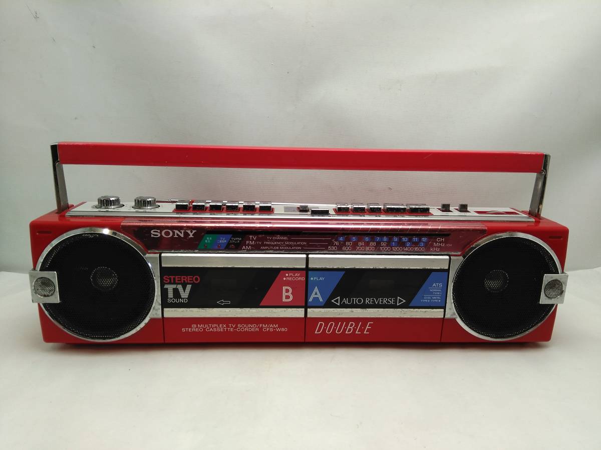 Yahoo!オークション - SONY ソニー Wラジカセ CFS-W80 赤 カセットコ