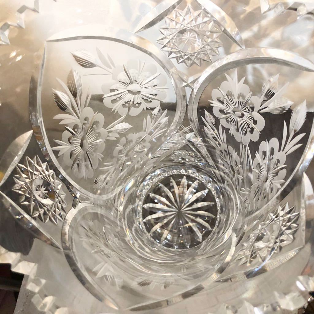 DRESDEN KRISTALL ドレスデンクリスタル カットガラス花瓶 30cm