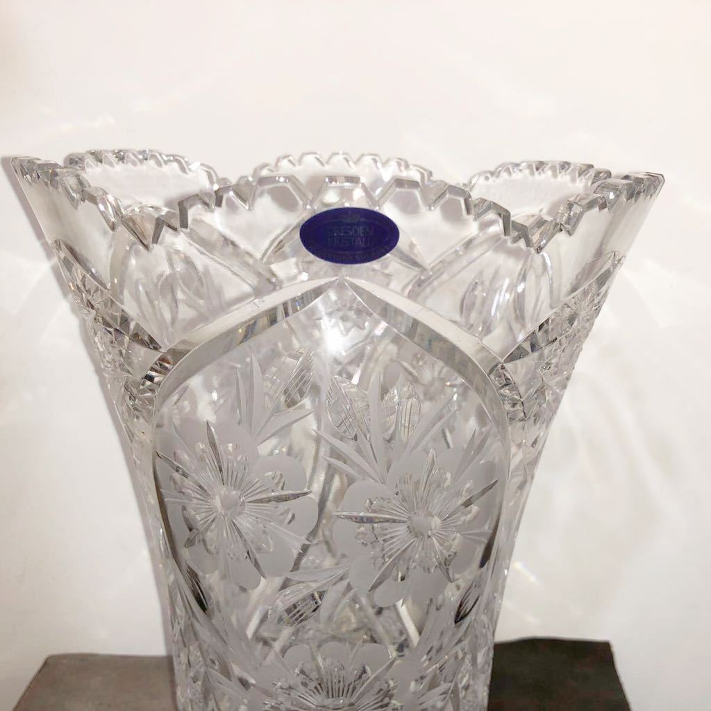 DRESDEN KRISTALL ドレスデンクリスタル カットガラス花瓶 30cm