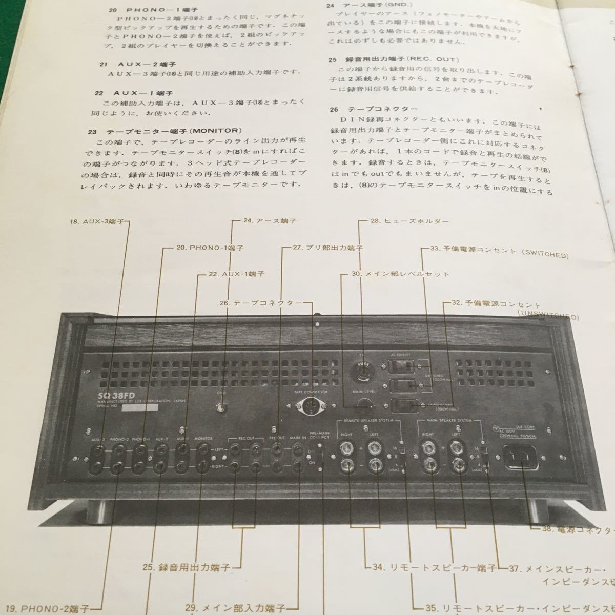 LAXMAN SQ38FD 取扱説明書 (回路図記載)｜Yahoo!フリマ（旧PayPay
