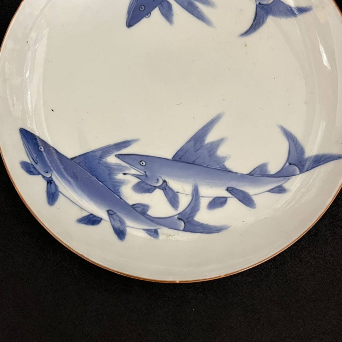 Yahoo!オークション - 古伊万里 藍柿右衛門 様式 鮎 図 文 皿 渦福 7寸