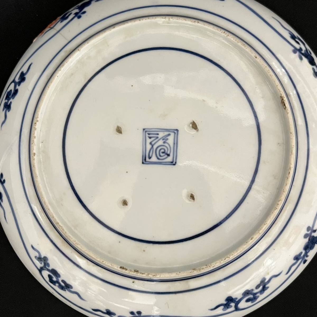 藍柿右衛門様式 鮎尽し図皿 渦福 有田 古伊万里 古伊万里 藍柿右衛門