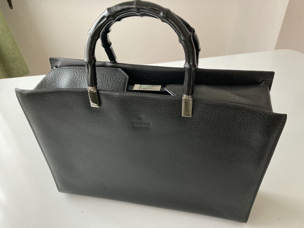 1円〜 GUCCI バンブー ブリーフケース レザートートバッグ ビジネス