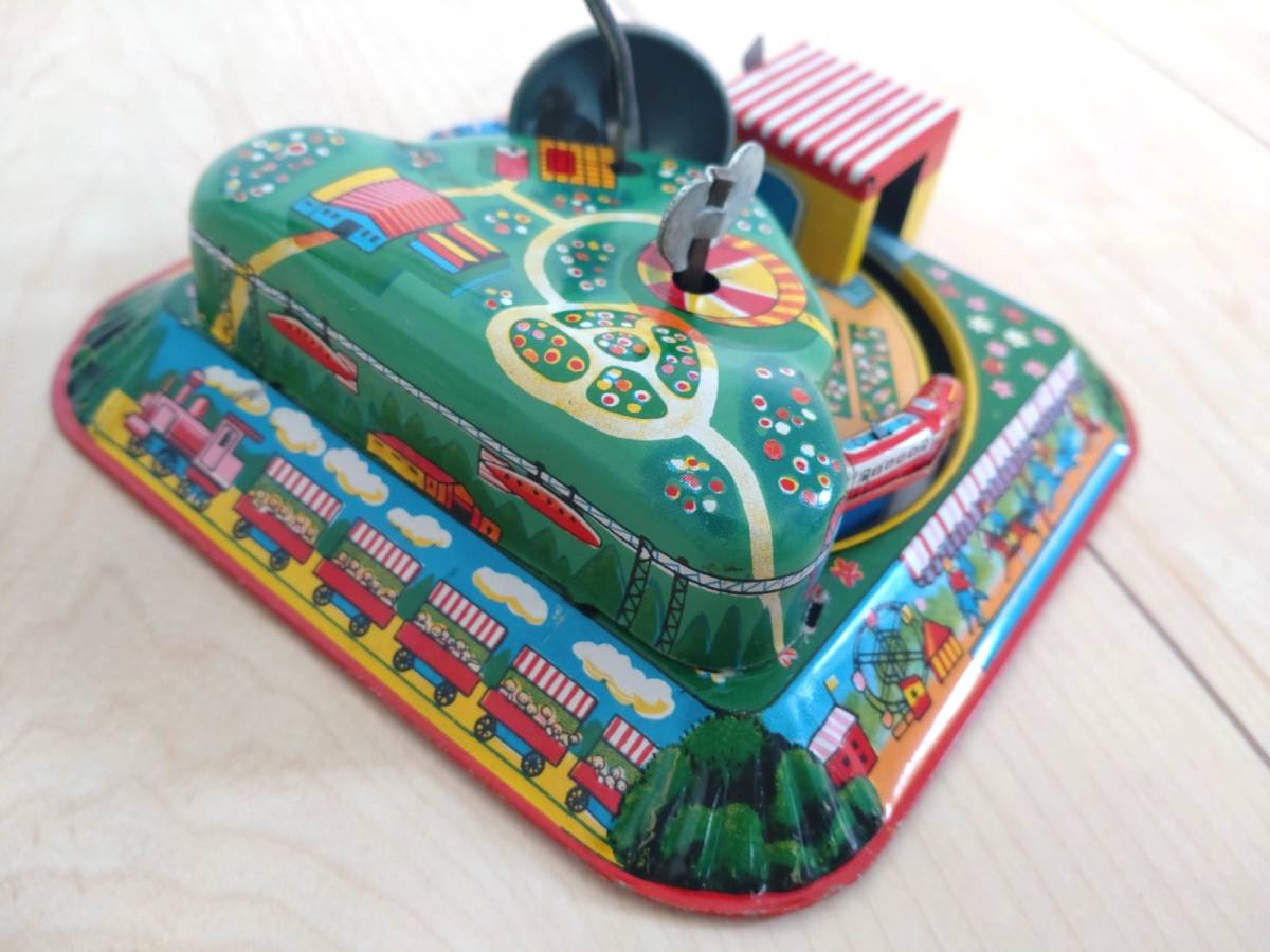 ヨネザワ製 1950年 日本製 飛行機 電車まわり ブリキ 玩具 ゼンマイ