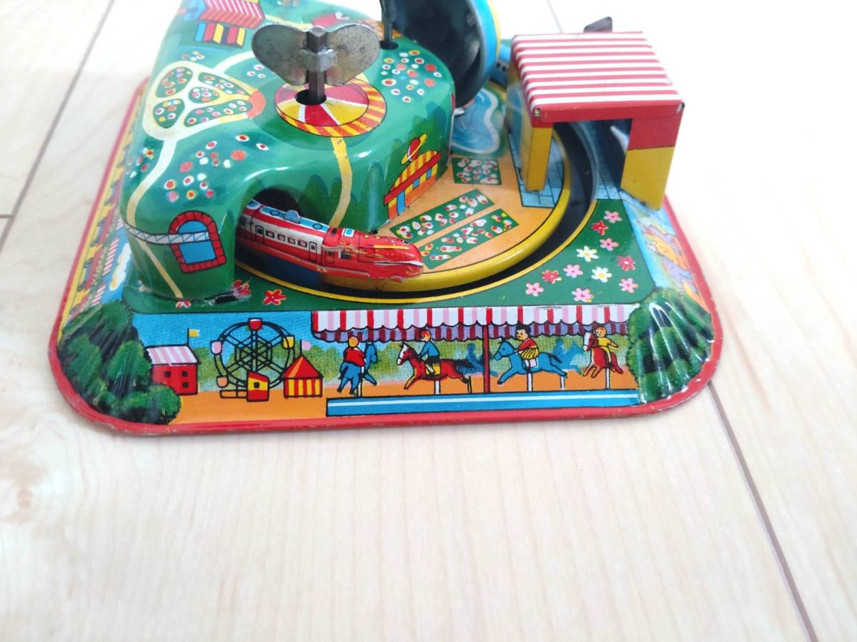 ヨネザワ製 1950年 日本製 飛行機 電車まわり ブリキ 玩具 ゼンマイ