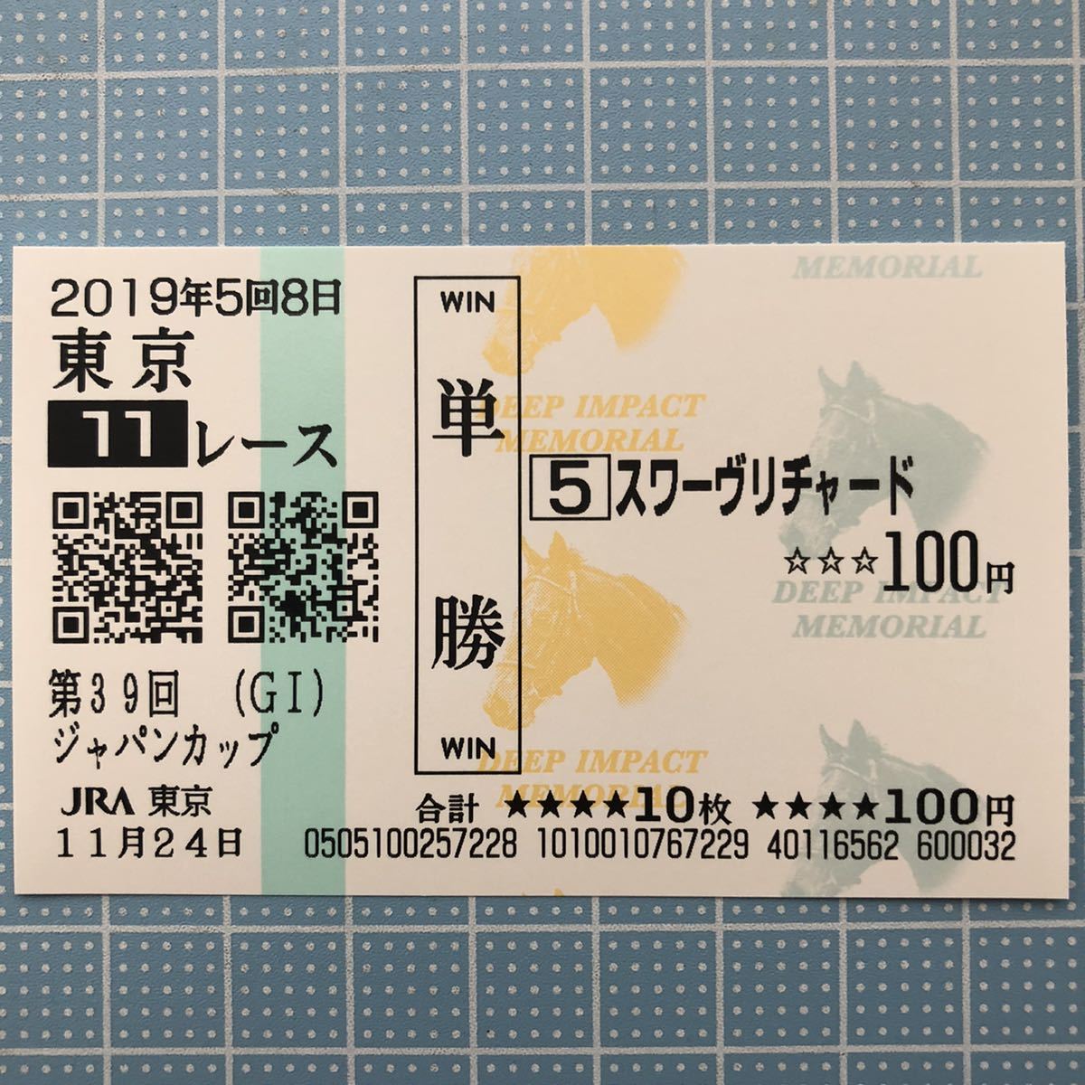 ディープインパクト メモリアル馬券】第39回ジャパンカップ スワーヴ
