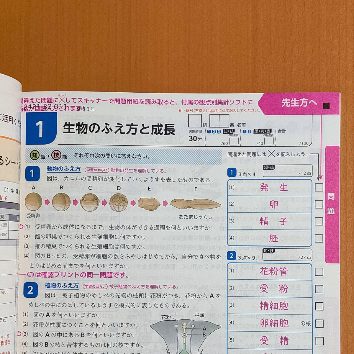 令和4年対応 新学習指導要領「Wプリント 理科 3年 標準版【教師用