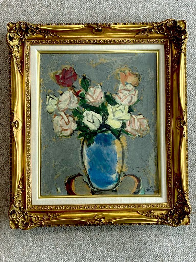 真筆保証】鈴木千久馬 果物 静物画 P8 金彩 彫刻 無垢額 壁飾り