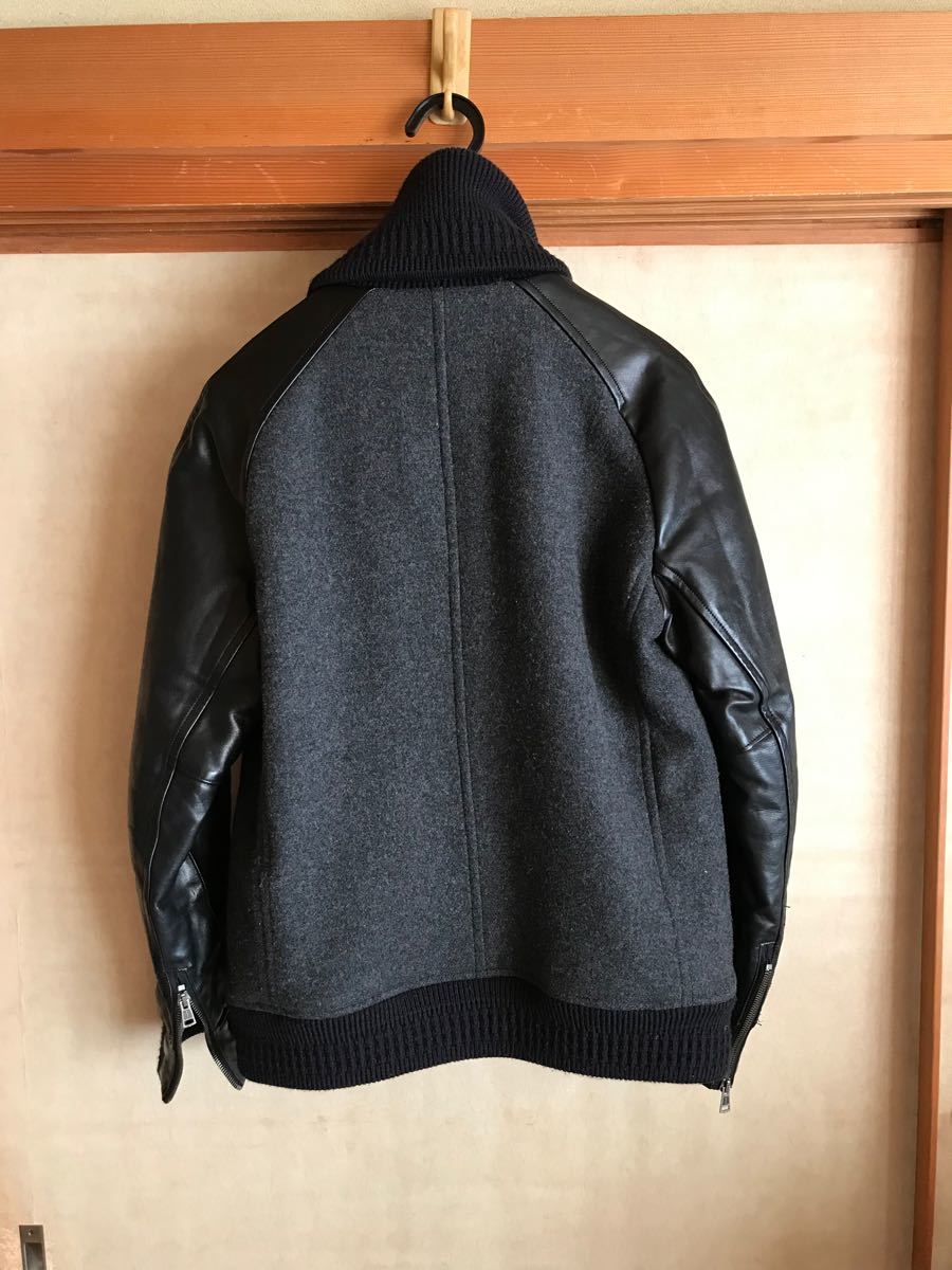 ラウンジリザード スタジャン ドンキージャケット 袖レザー ブラック