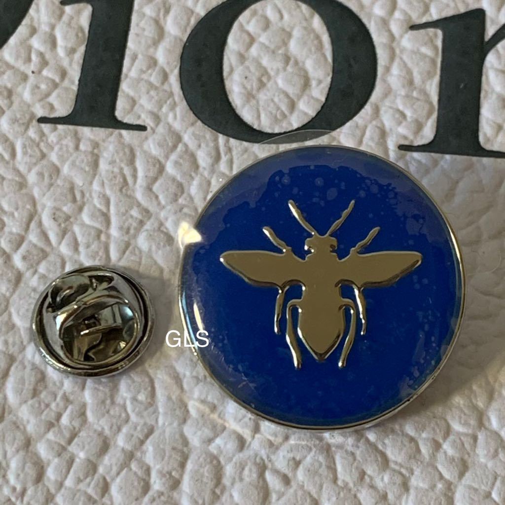 新品 ディオール ピンバッジ bee ミツバチ ノベルティ レア ブルー