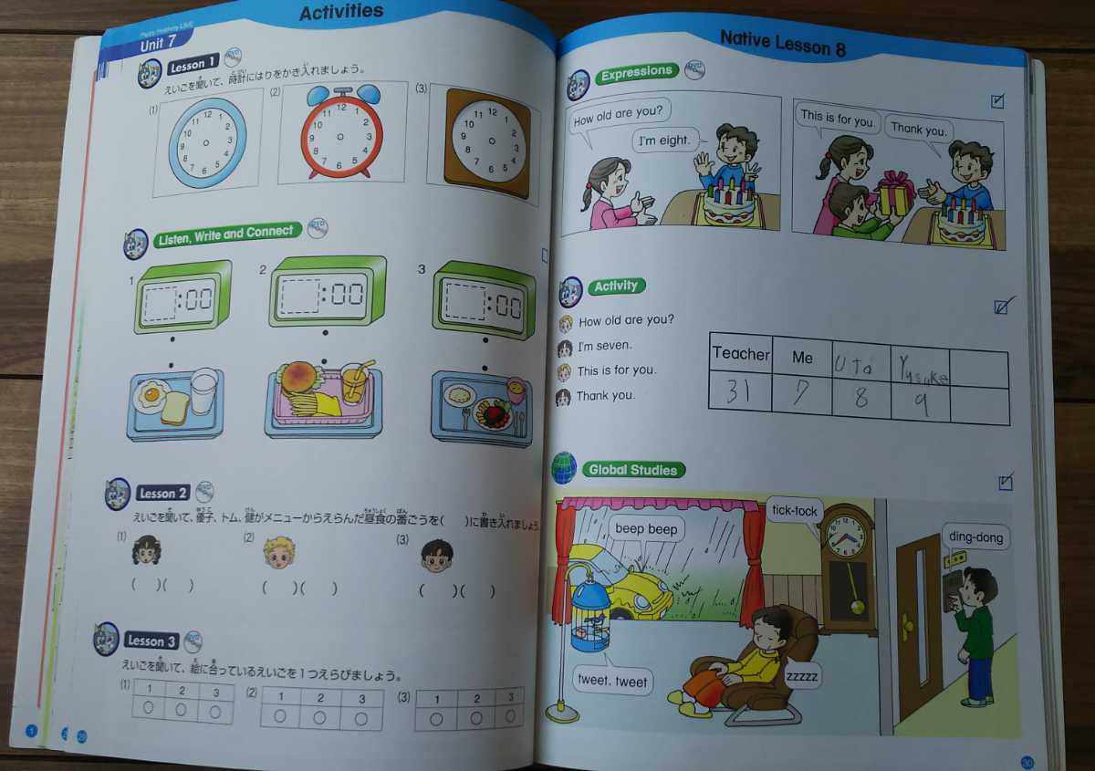 記入済】こども英会話テキスト&DVDセット 英語教材 小学校低学年向け