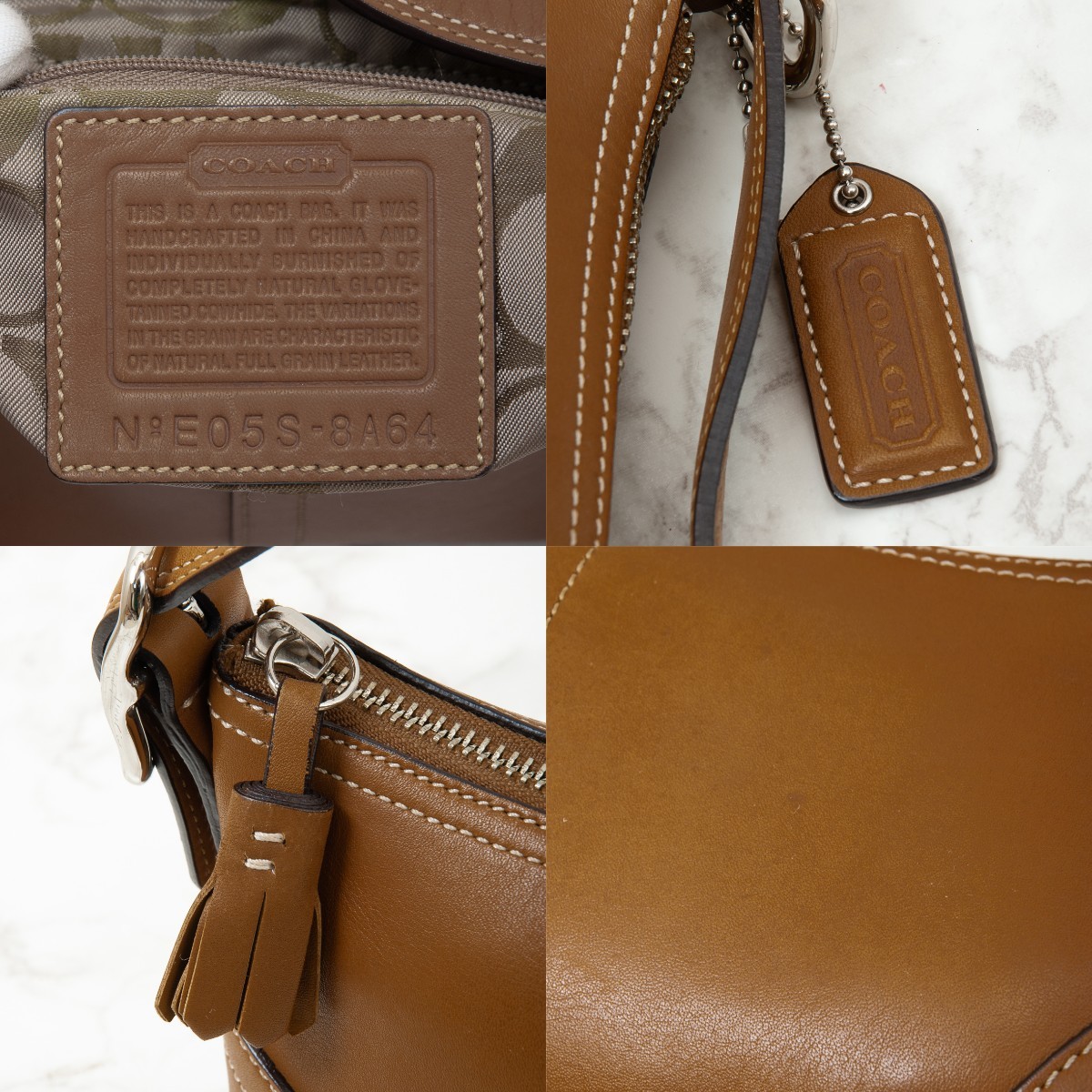 極美品】COACH(コーチ)レザー ワンショルダーバッグ ブラウン 8A64