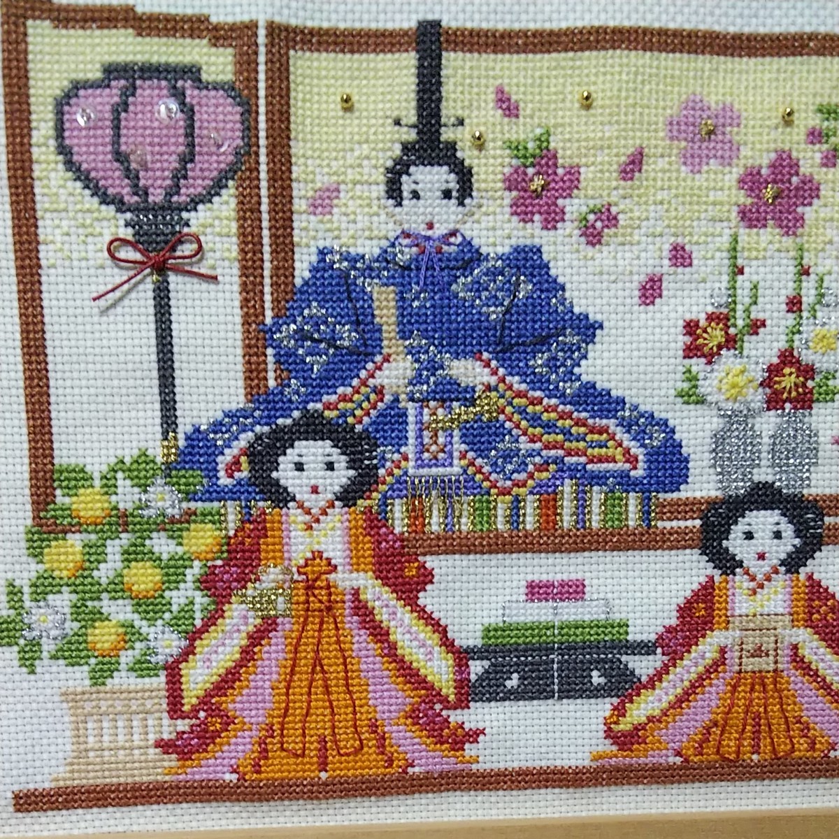 再値下げ 完成品 ホビーラホビーレ クロスステッチフレーム 雛人形