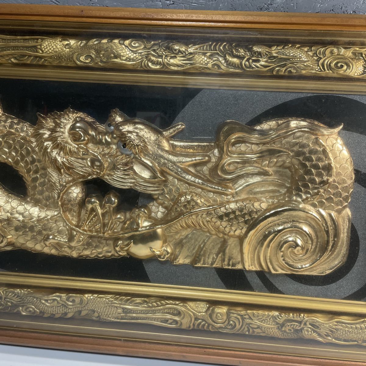 Yahoo!オークション - 【2B31】松庵 純金純銀鍍金 昇龍 額装 飾物 縁起