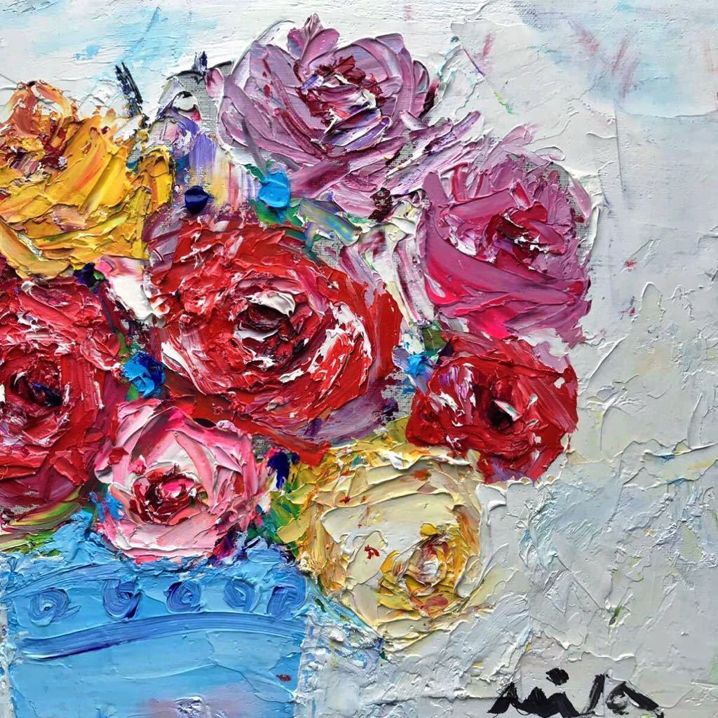 ◾️油彩画「バラ」 ◾️兼田美佐子 F4 キャンバス 【公式通販】