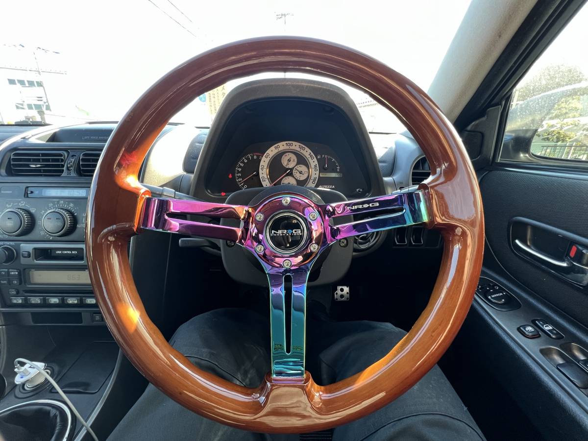 29パイ ウッドとクロームの3本スポークステアリング 29パイ ウッドと