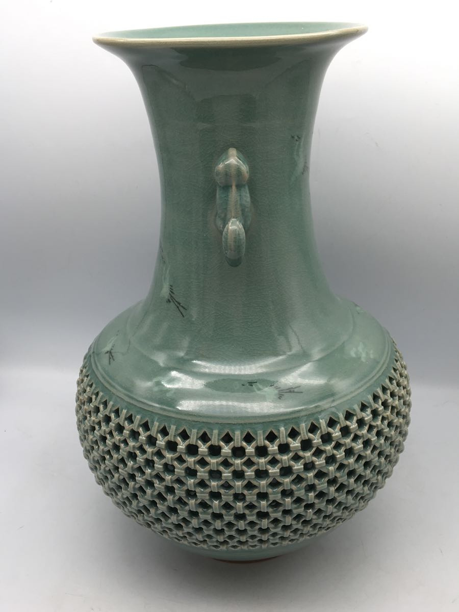 Yahoo!オークション - 中国陶器/高麗青磁/志岩窯/花瓶/壺/鶴/