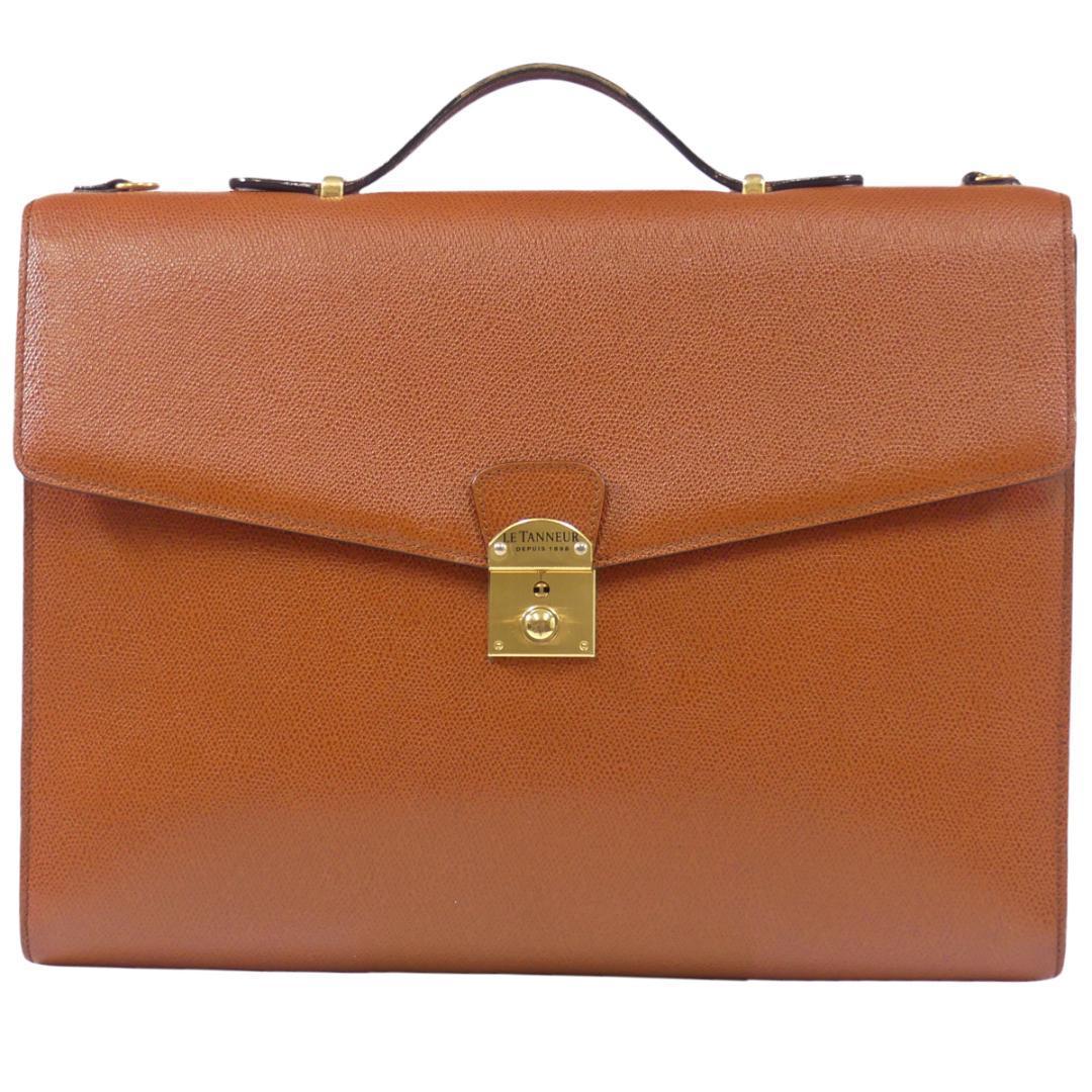 即決 LE TANNEUR オールレザービジネスバッグ ルタヌア メンズ 茶 本革