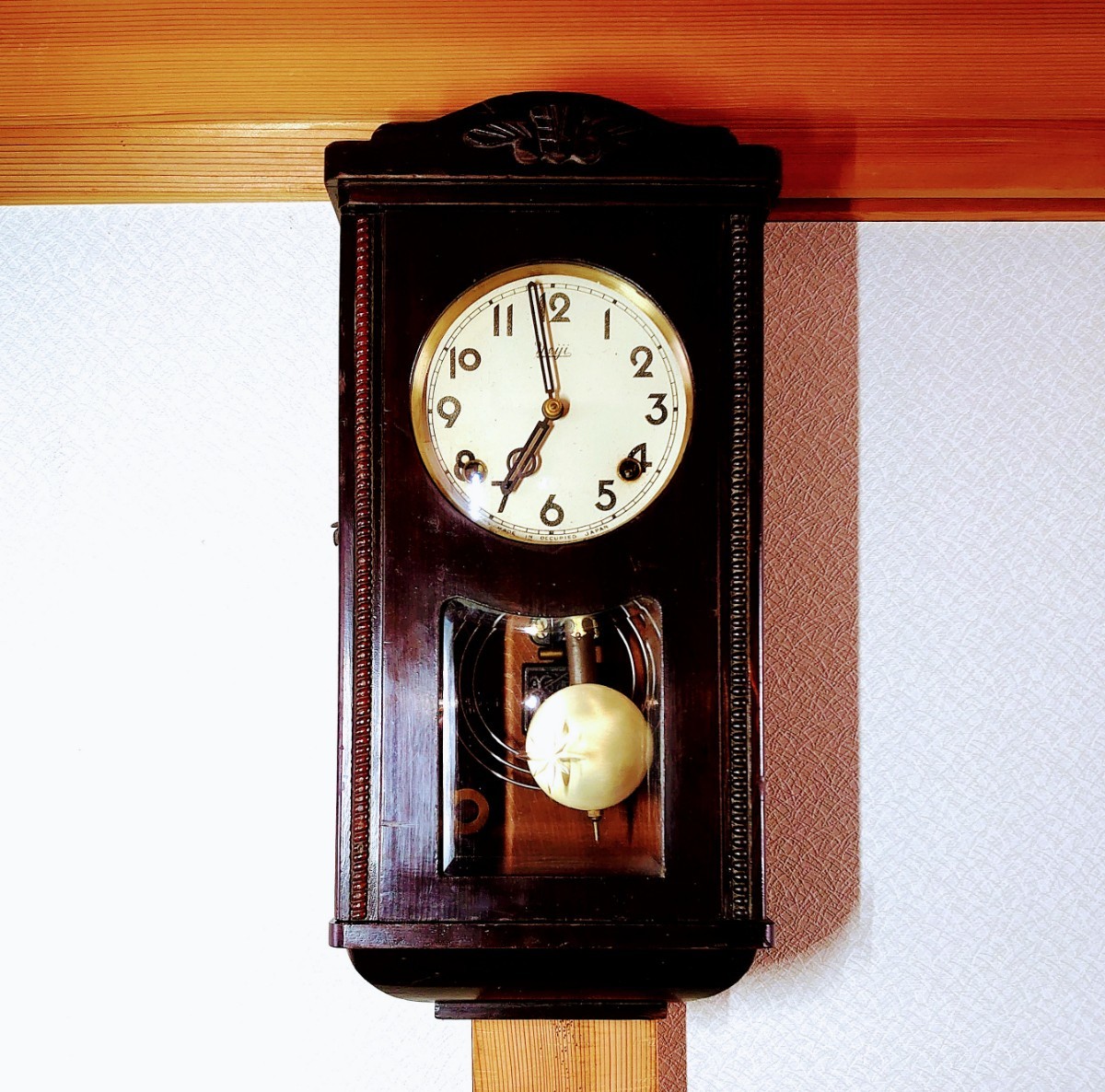 希少」昭和レトロ Meijiゼンマイ時計 オキュパイドジャパン 掛時計 古