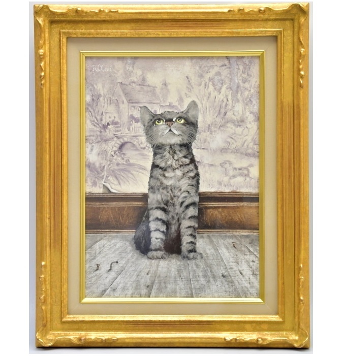 Yahoo!オークション - 737 井上覚造 「猫」 油彩 F4号 小出楢重に師事