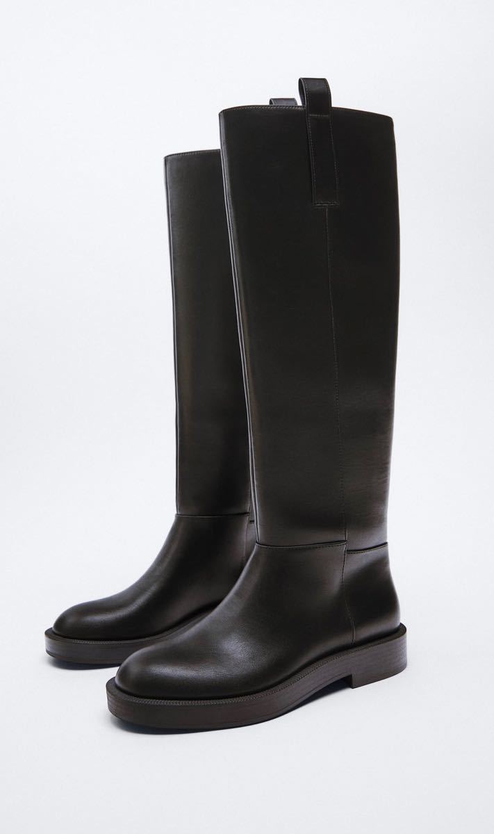 ZARA 乗馬用風デザインブーツ 新品 ブラック 38｜Yahoo!フリマ（旧