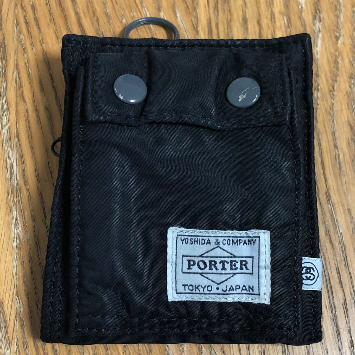 ポーター タンカー × ステューシー ウォレット 二つ折り財布 ブラック