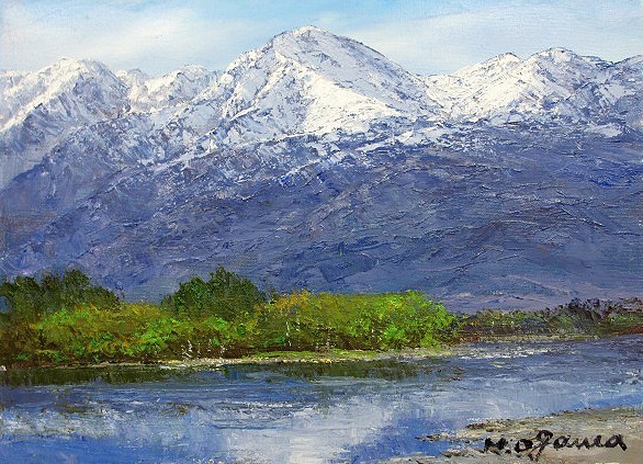 角浩「星空（ドンキホーテの幻想）」油彩 油絵 真作 風景 油彩画 真作保証