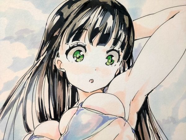 Yahoo!オークション - 手描きイラスト オリジナル 女の子 水着 A4
