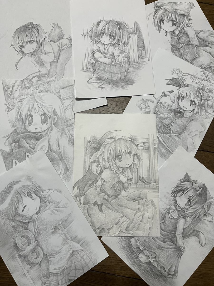 Yahoo!オークション - 同人 手描きイラスト 原画8点セット