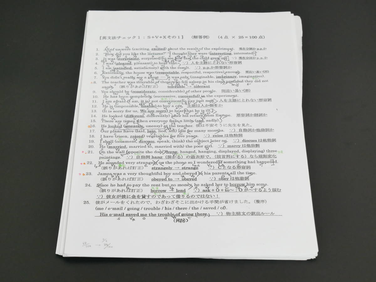 駿台 18年度 久山道彦先生 英文法チェック 高2Sα頻出英文法チェック