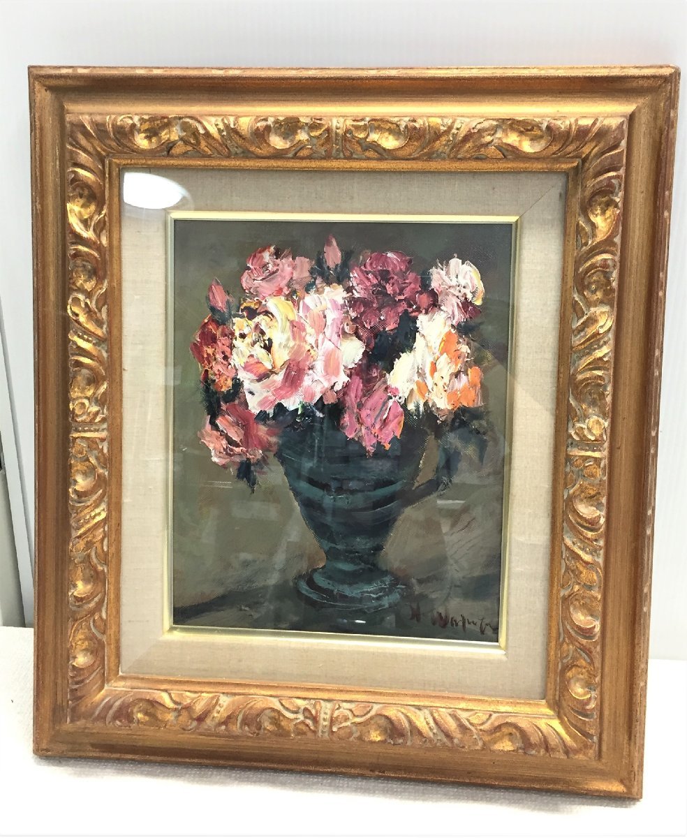 Yahoo!オークション - § A44307 渡辺ひでき 「バラ」 薔薇 油彩 額装