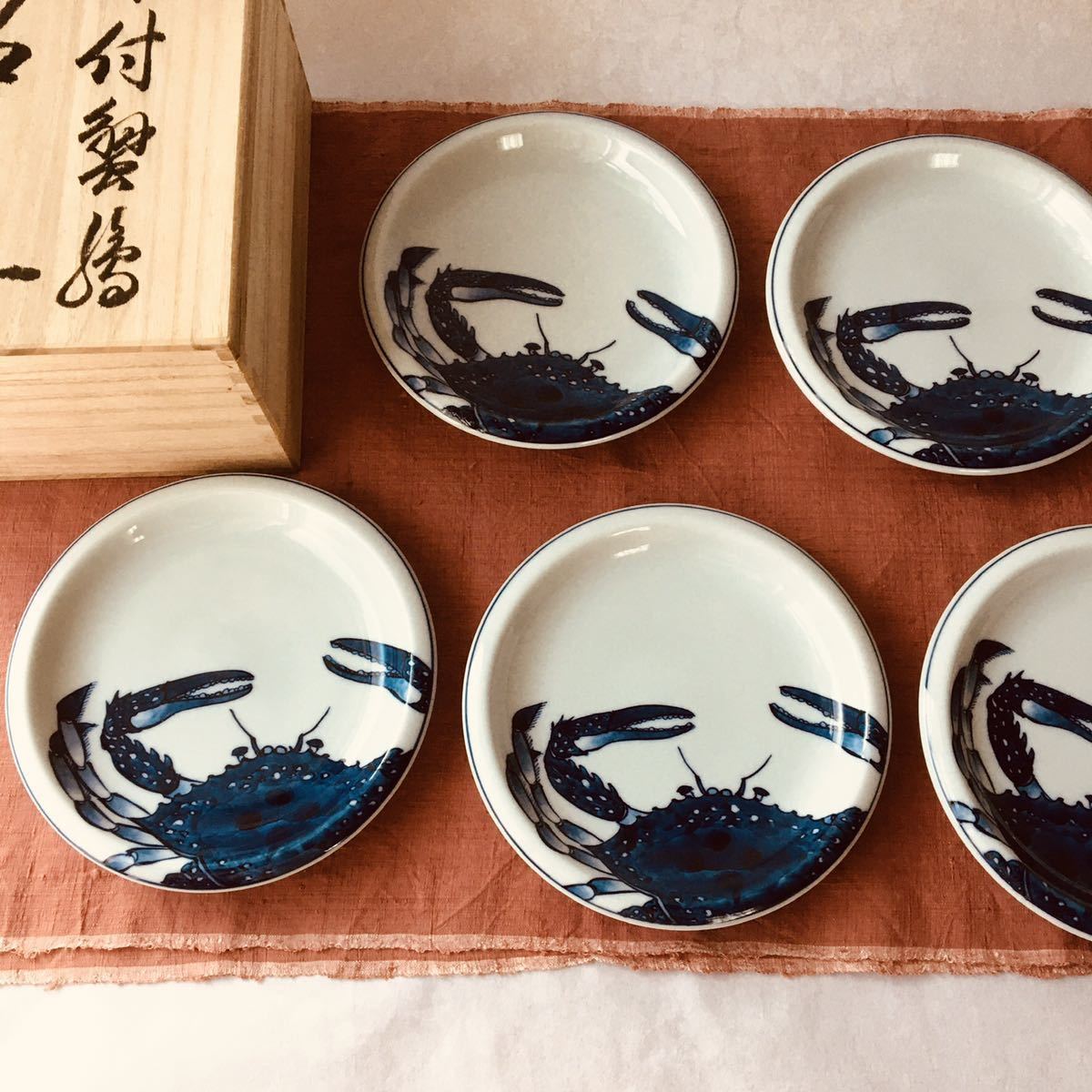 源右衛門 染付蟹絵 銘々皿 5枚 源右衛門窯 有田焼 館林源右衛門｜Yahoo