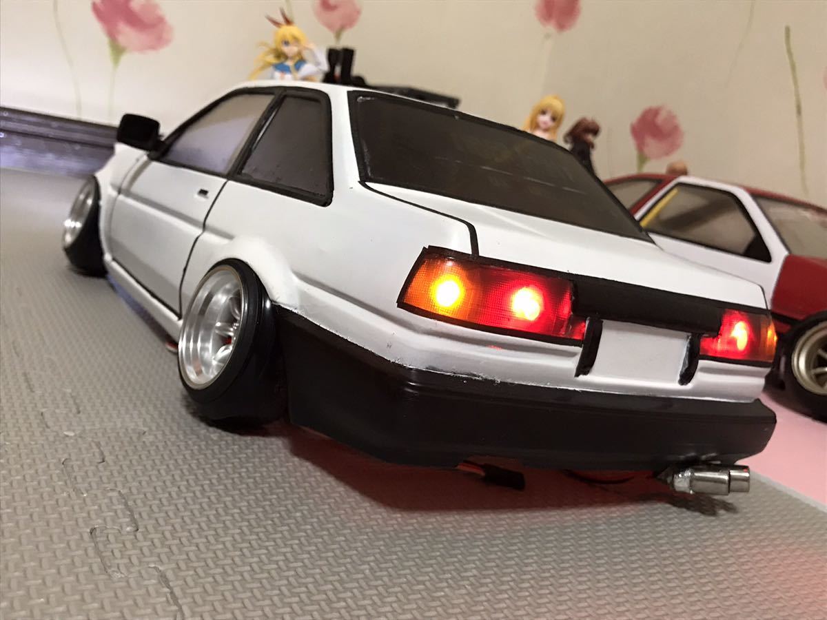 送料無料 1/10 トヨタ AE86 峠トレノ 2ドア LED付き ラジコンボディ