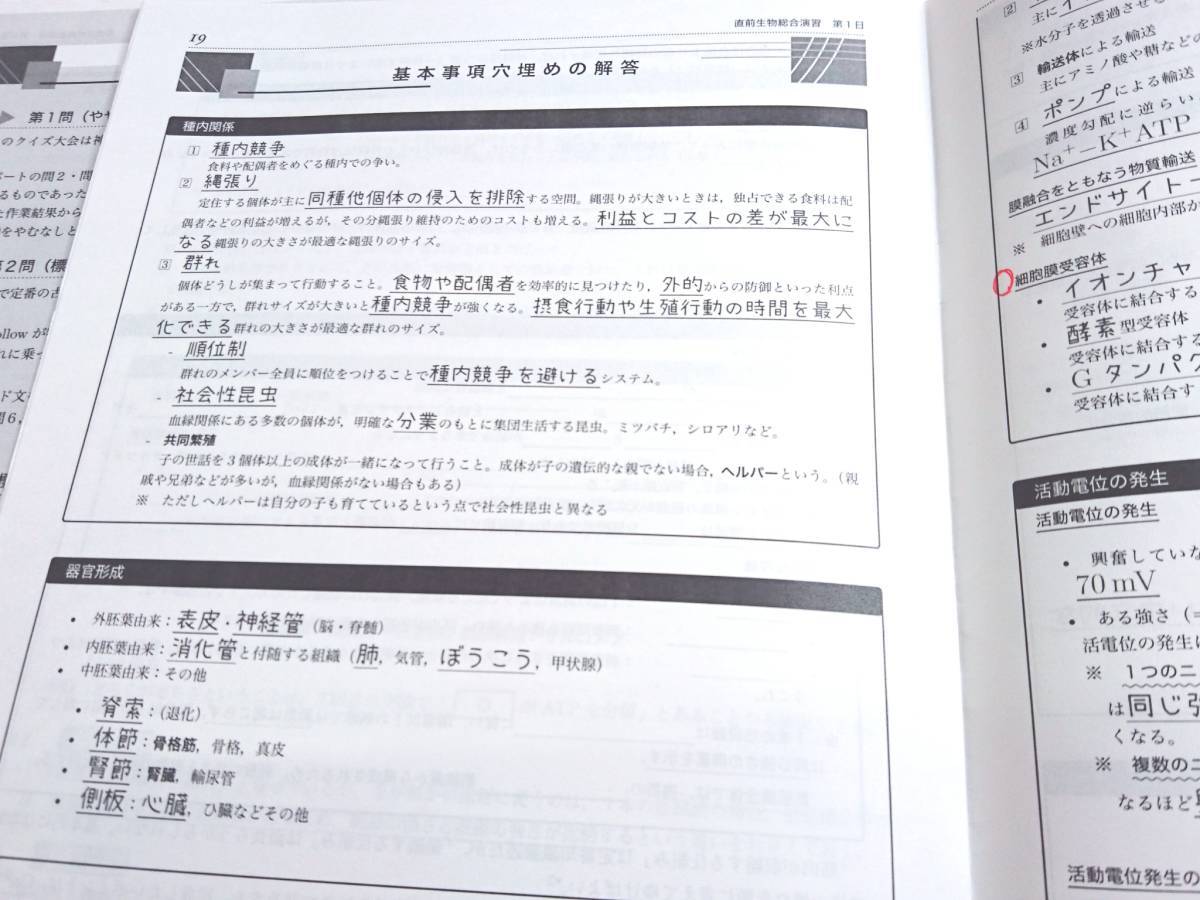 鉄緑会 直前 20年実施最新版 生物総合演習 テキスト・解説冊子フル