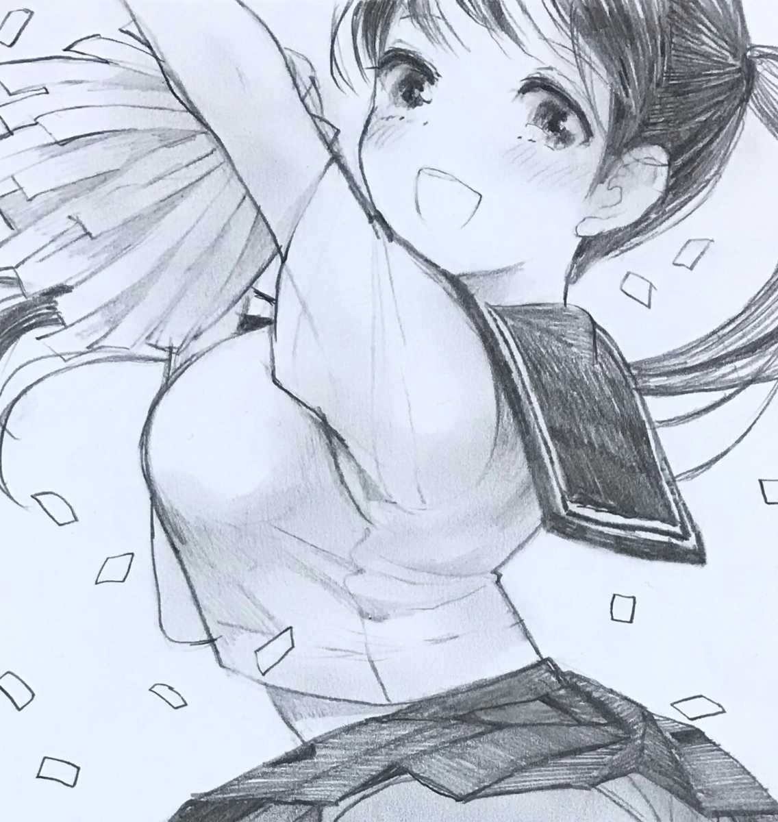 Yahoo!オークション - 手描きイラスト 鉛筆画【オリジナル女の子2】