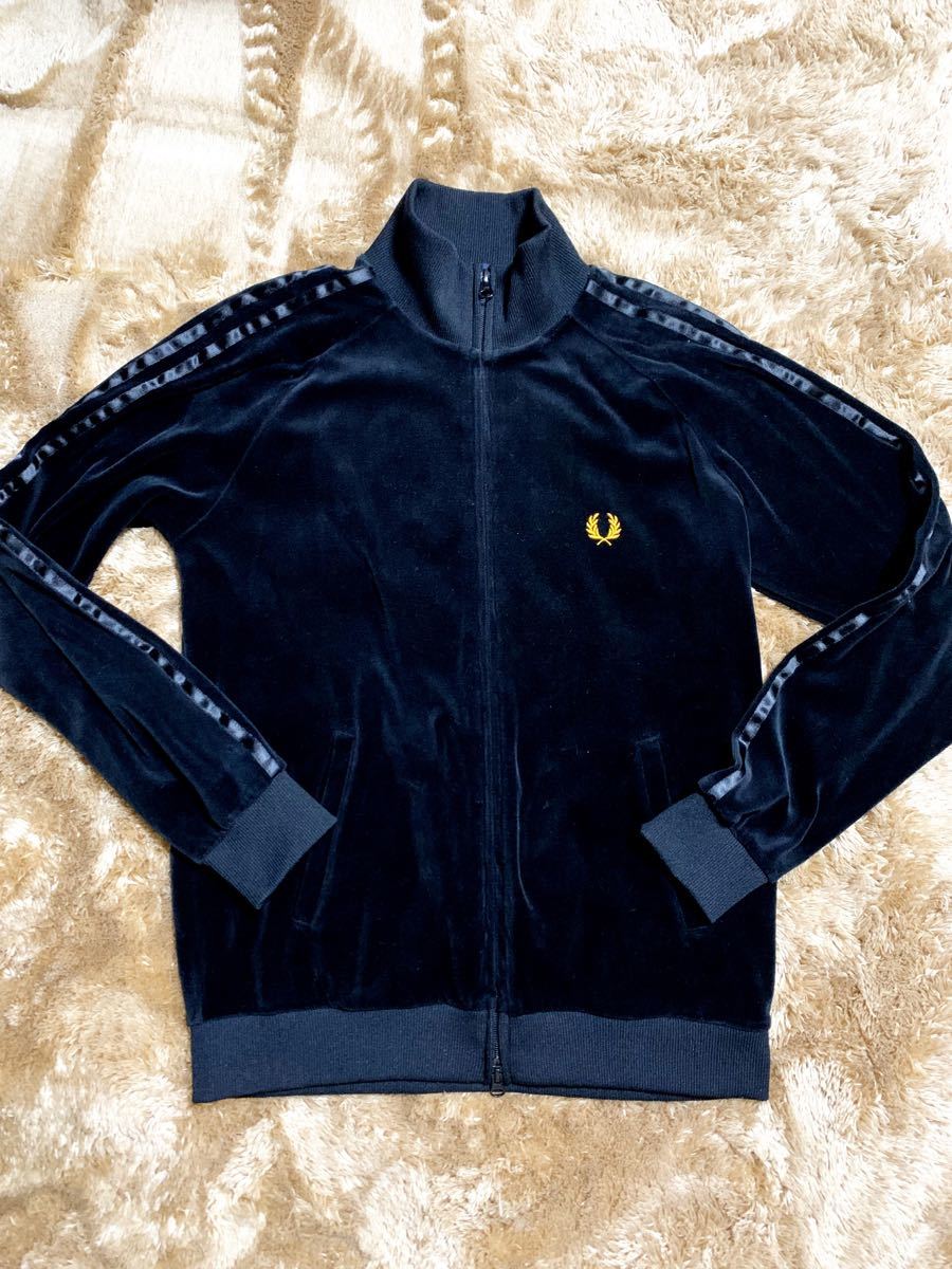 極美品 フレッドペリー トラックジャケット ジャージ ベロア生地 黒 M