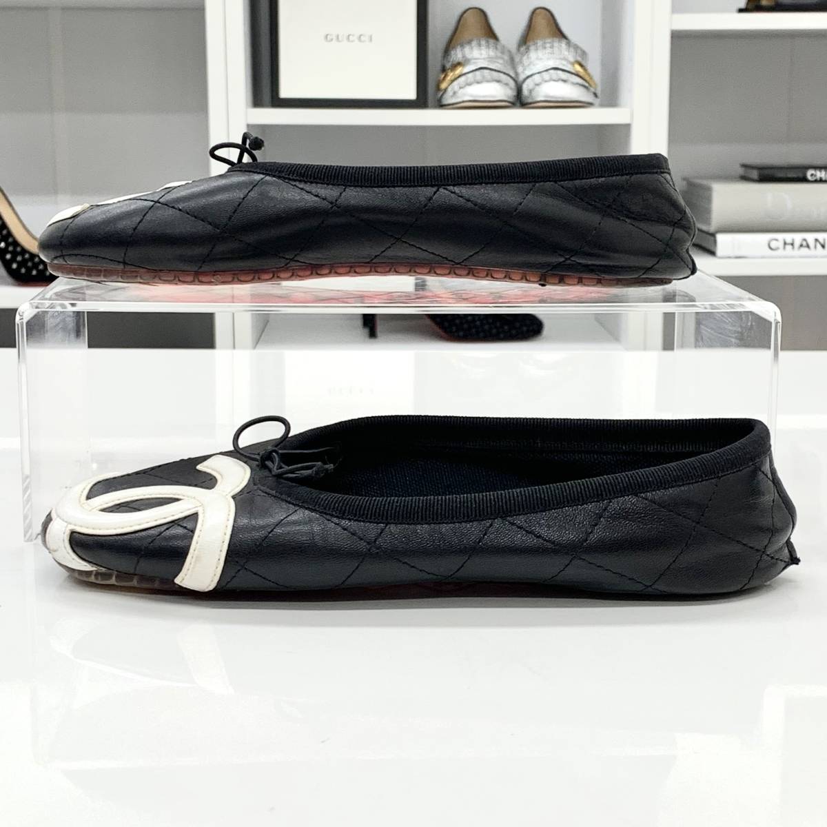 4632 シャネル カンボンライン レザー ココマーク バレエシューズ