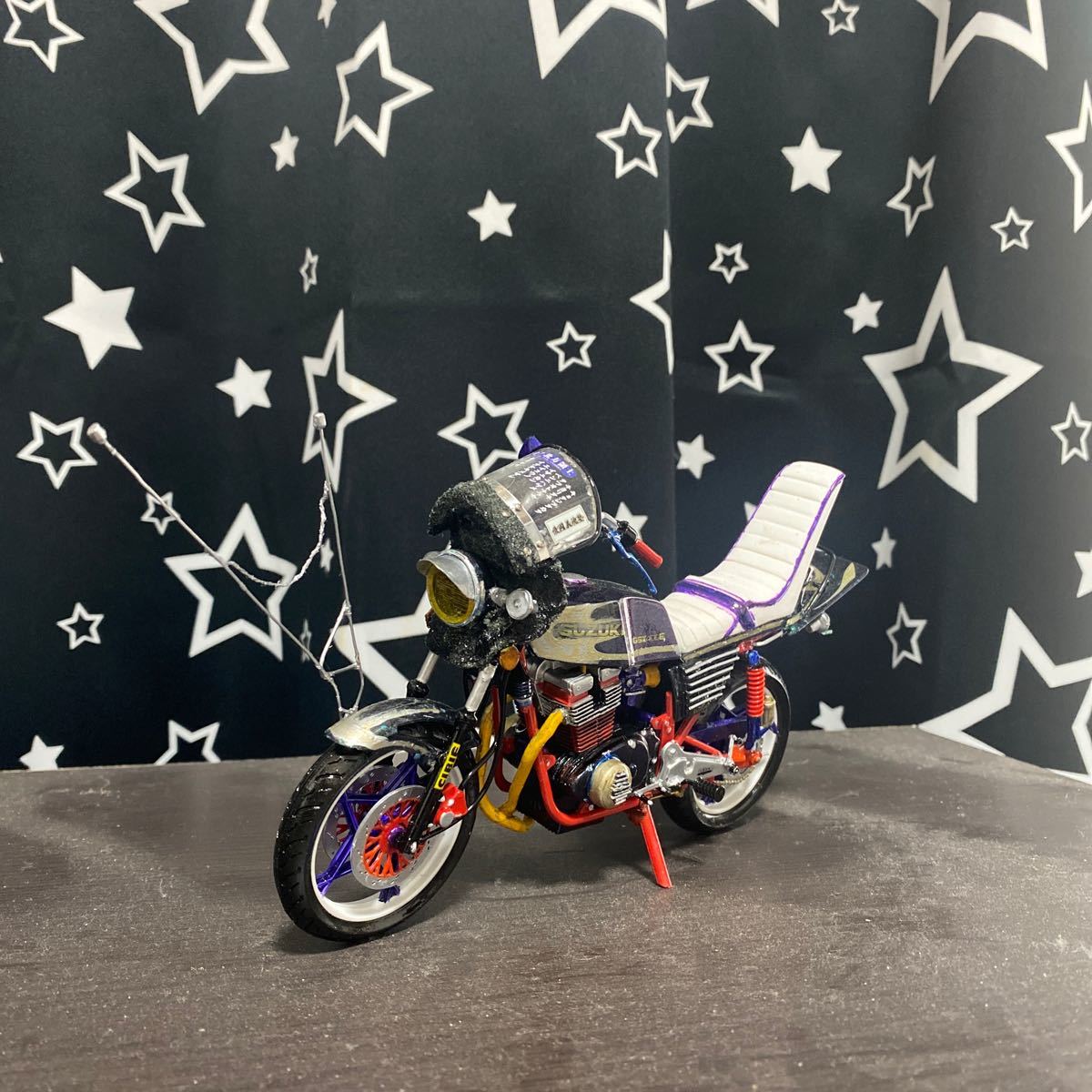 アオシマ 1/12 スズキ GSX400E II ザリ 改 族車仕様 プラモデル 完成品