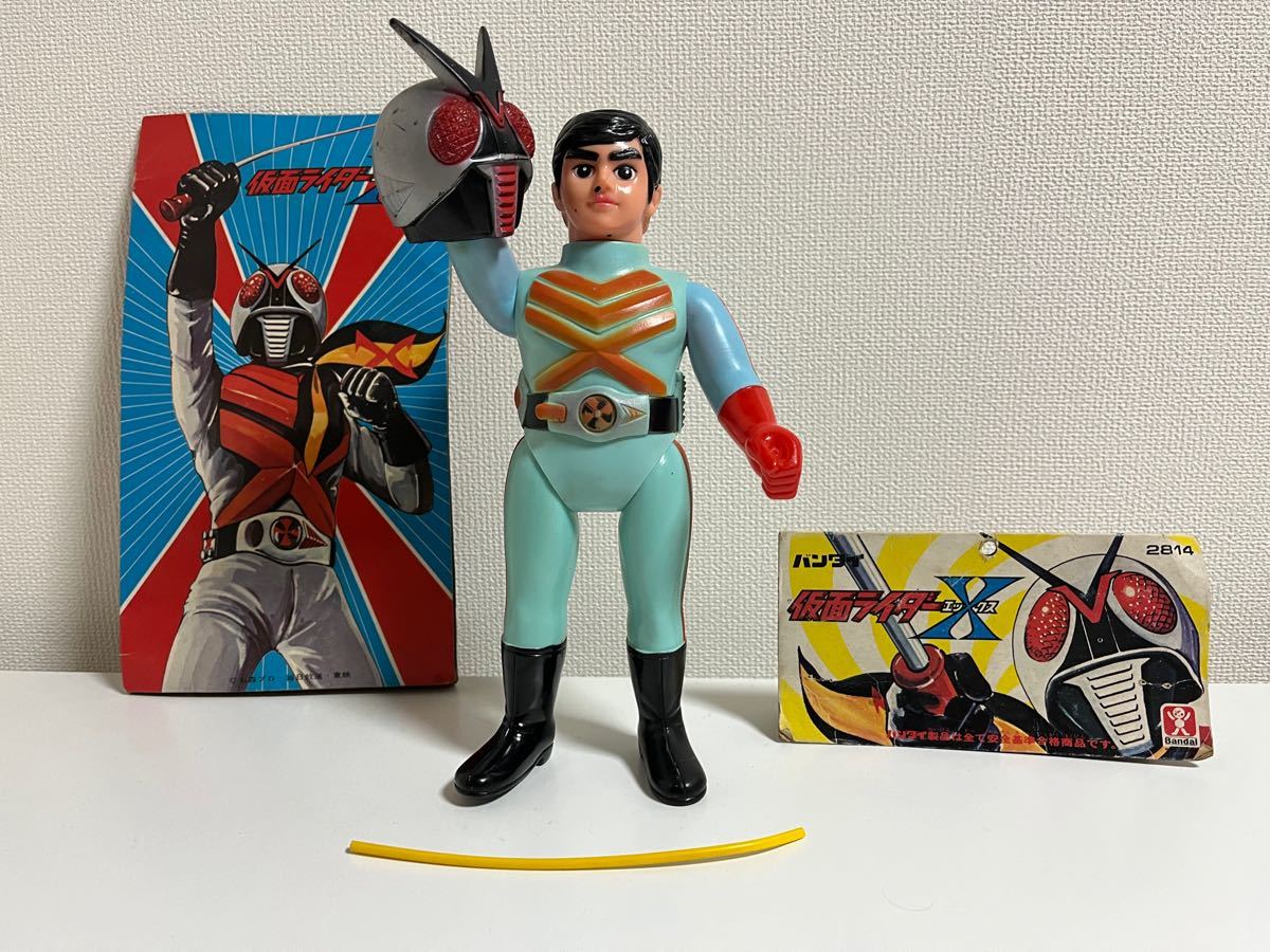 希少 当時物 旧バンダイ 仮面ライダーX ソフビ / ブルマァク ポピー