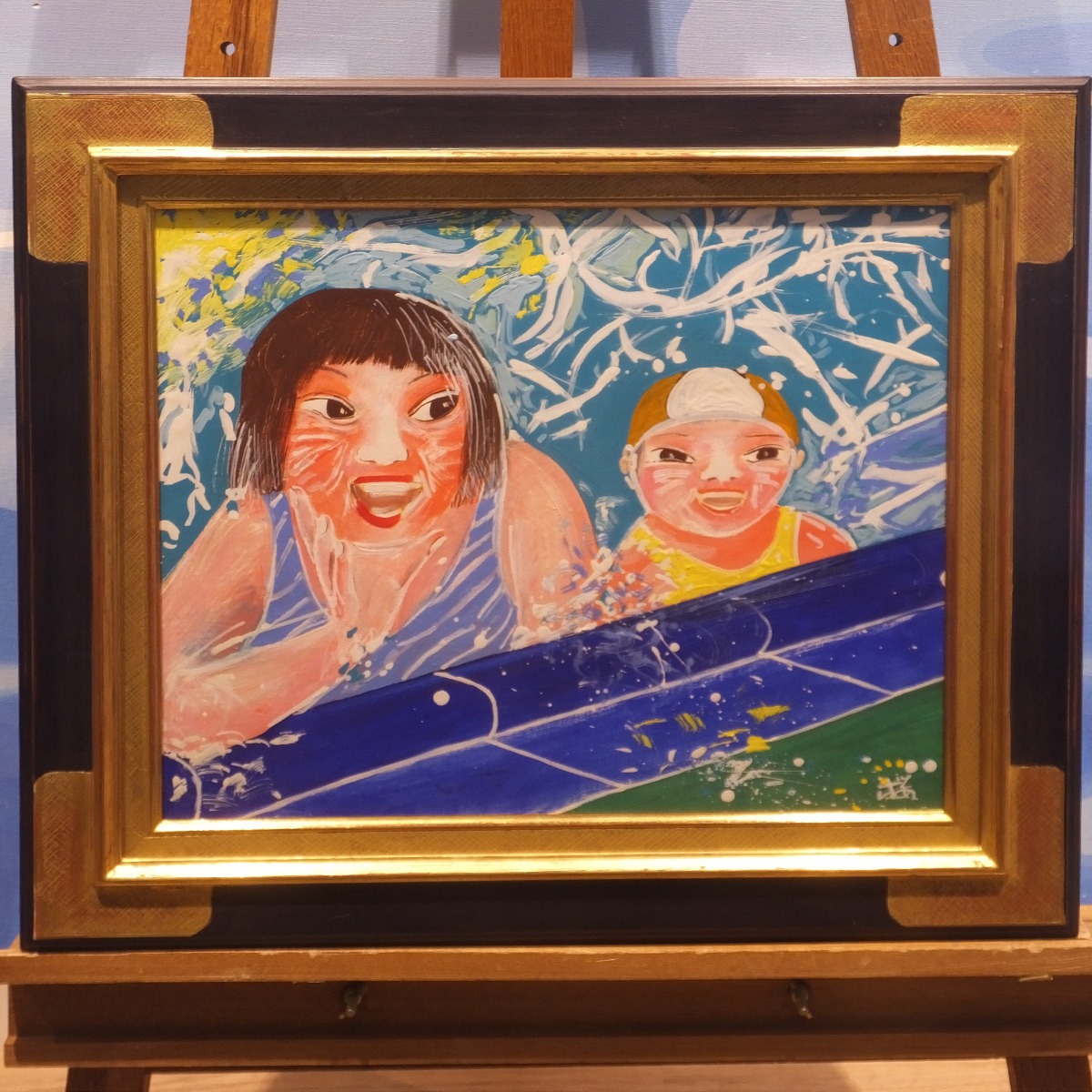 空飛ぶ画家糸川裕志の静物画、カボチャと唐辛子、油絵F 10号額入り 空