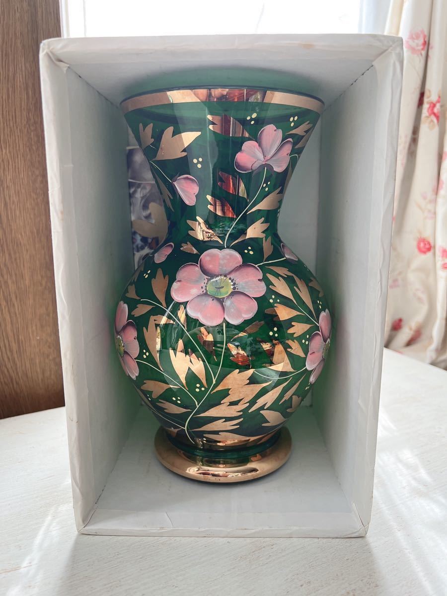 ボヘミアガラス カリクリスタルガラス 花瓶 made in Czechoslovakia