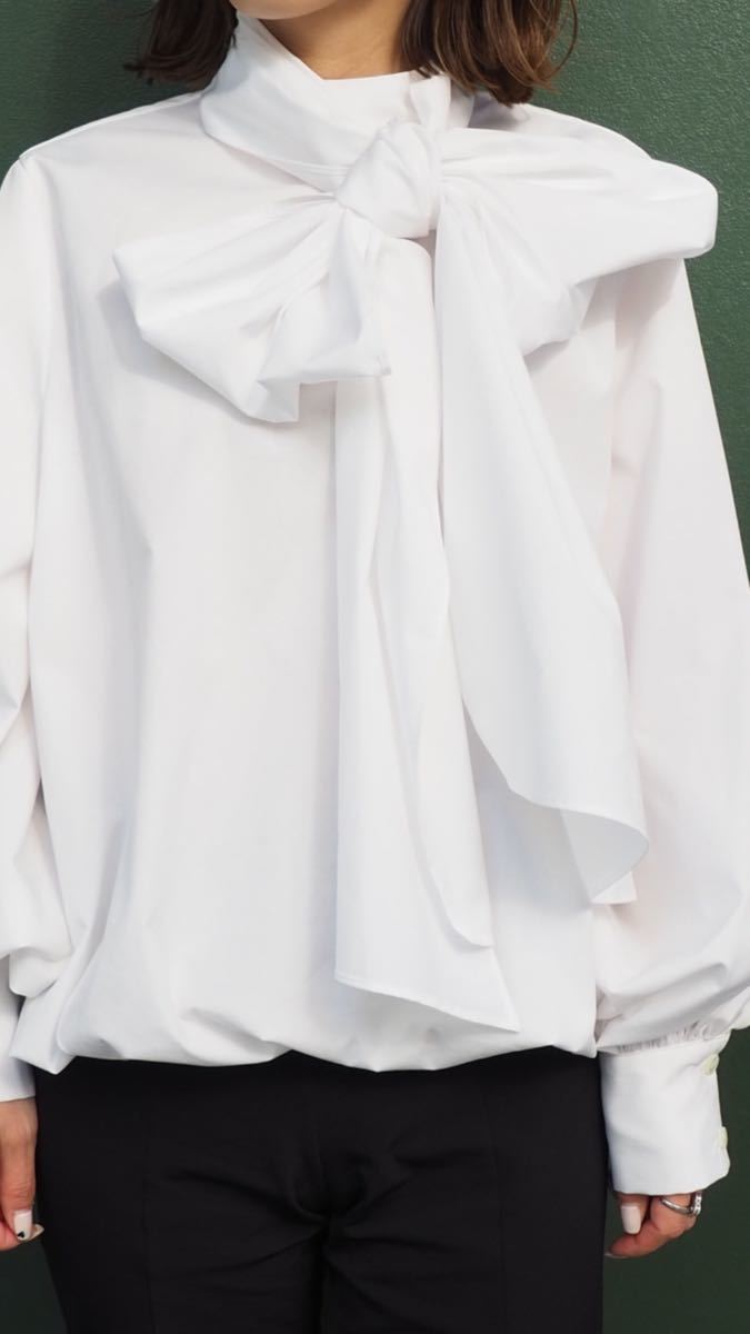 HEVEへイヴ ボウタイ バルーンブラウス リボンブラウス ホワイト 白