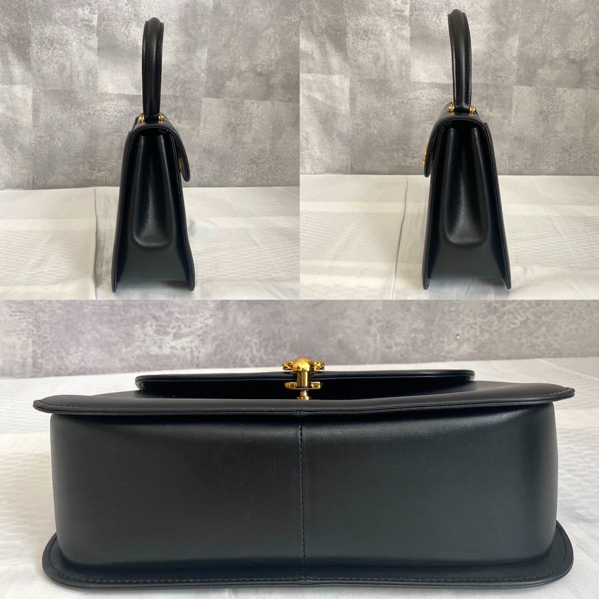 WAKO ワコウ 銀座 和光 定価12万 極上 カーフレザー ゴールド金具 黒