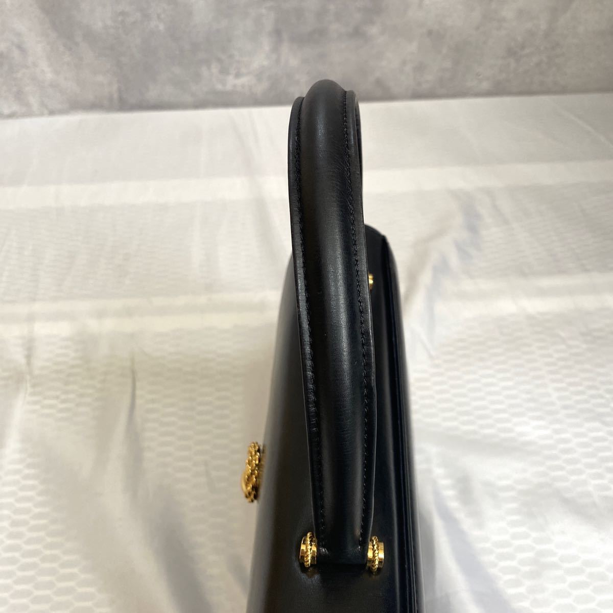 WAKO ワコウ 銀座 和光 定価12万 極上 カーフレザー ゴールド金具 黒