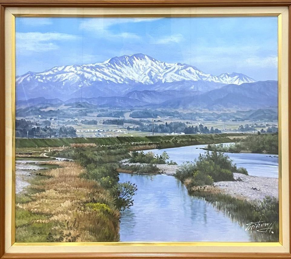 Yahoo!オークション - 1円 半澤満「薫風月山」油彩 F10号 一枚の絵/額