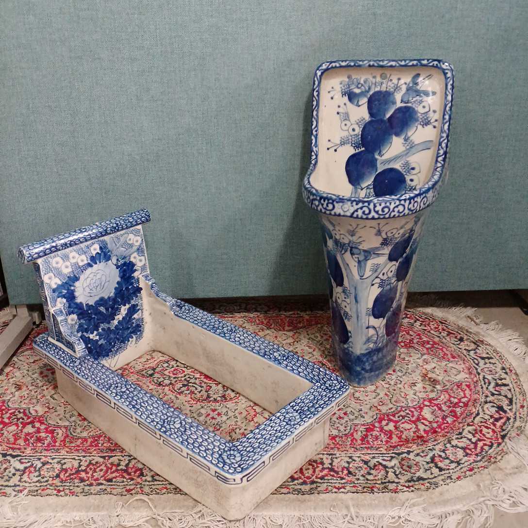 Yahoo!オークション - 青染付 伊万里 古伊万里焼 便器 古小便器 和式