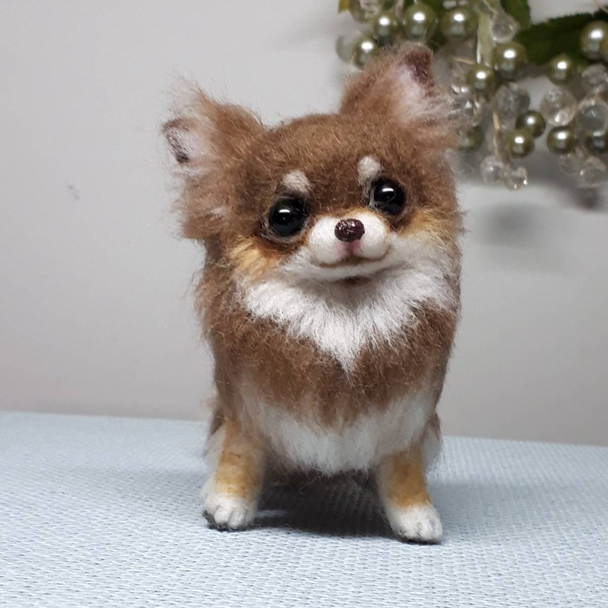 Yahoo!オークション - 羊毛フェルト 犬 チワワ チョコタンチワワ
