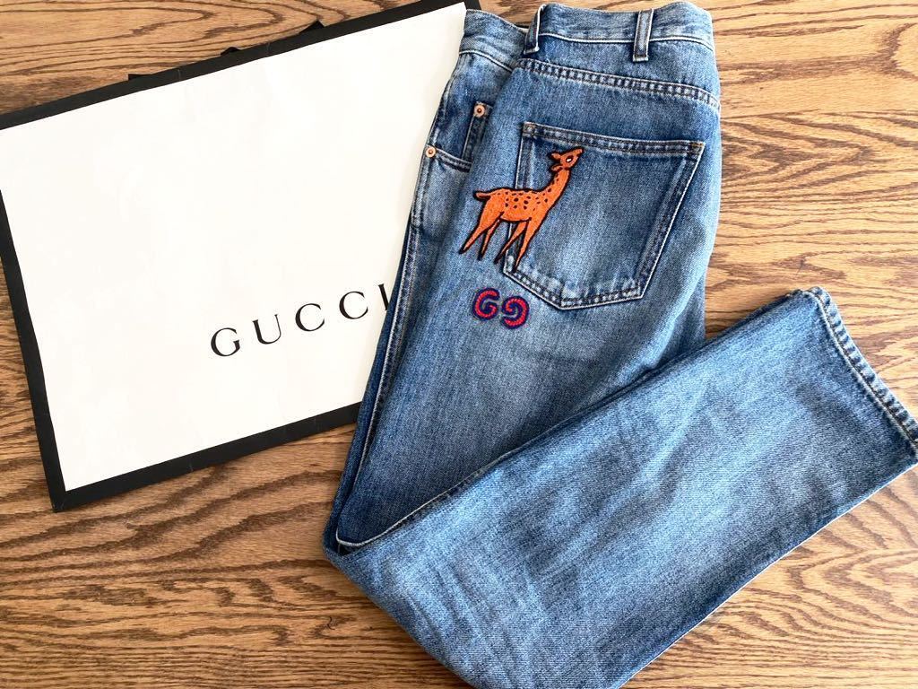 Gucci キッズデニムパンツ刺繍ラベル付き Gucci キッズデニムパンツ
